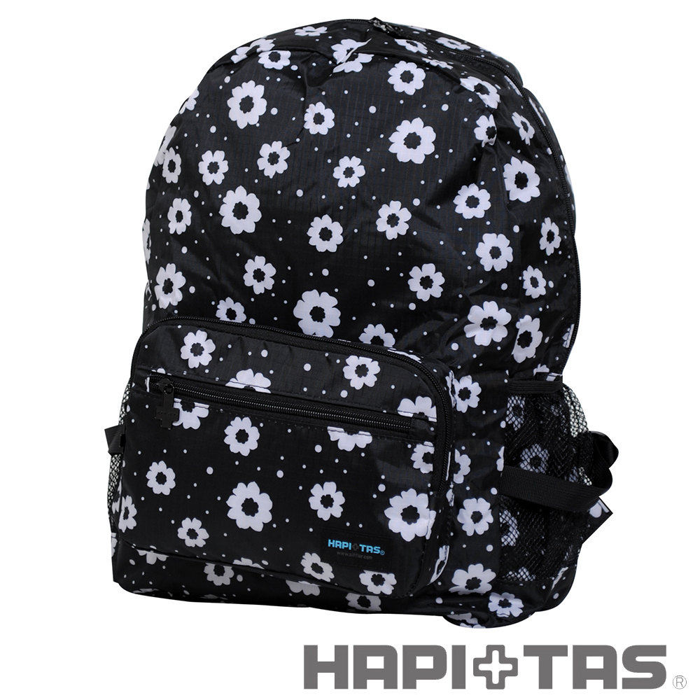 HAPI+TAS 摩登花朵摺疊後背包-黑