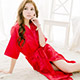 罩衫 素色長版緞面綁帶睡袍(紅F) 天使霓裳 product thumbnail 1