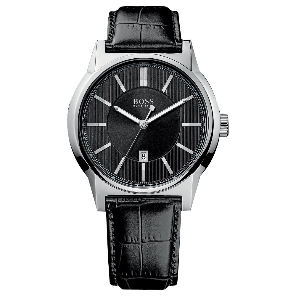 Hugo Boss 英倫紳士率性時尚腕錶-黑/42mm