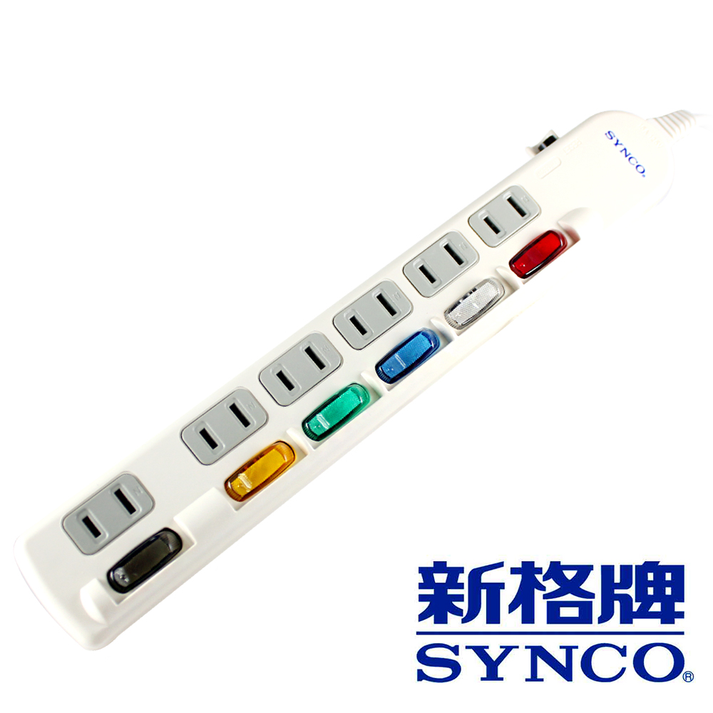 SYNCO 新格牌 6切2孔6座 1.8M 6尺延長線 SY-626L6 -1入