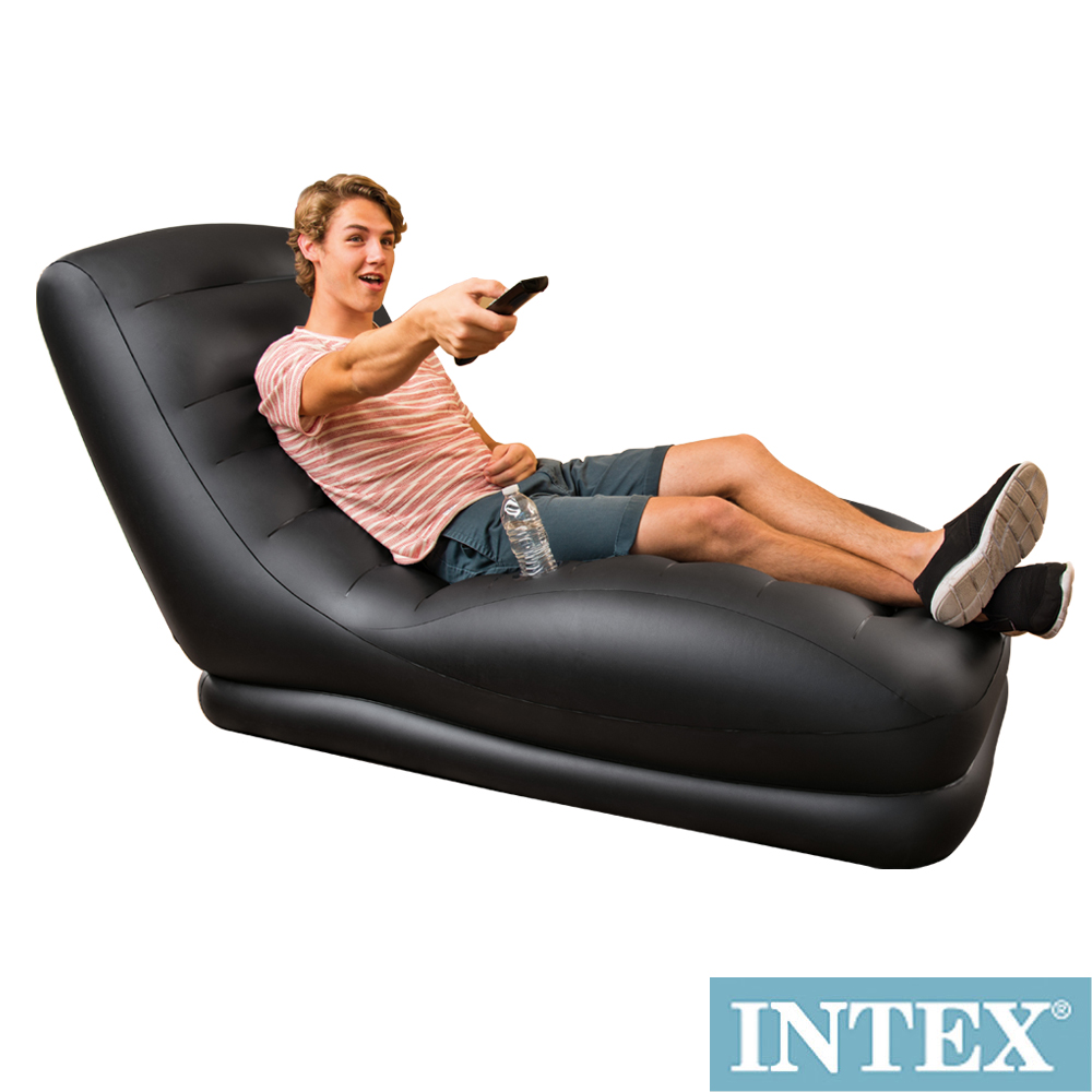 INTEX 黑色潮流單人加長充氣沙發椅