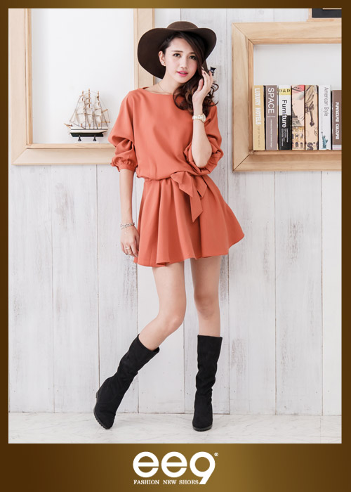 ee9名媛風潮~多WAY百變穿搭彈力羊絨平底內增高長筒靴＊黑色