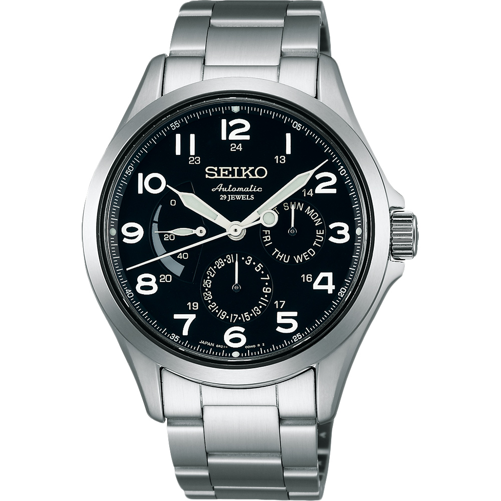 SEIKO Presage 日曆經典機械錶(SARW015J)-黑/40mm