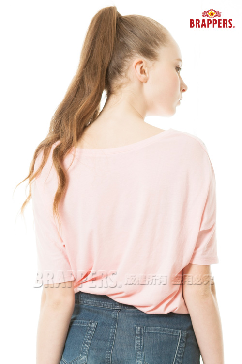 BRAPPERS 女款彩鸚不對稱連袖上衣－粉紅