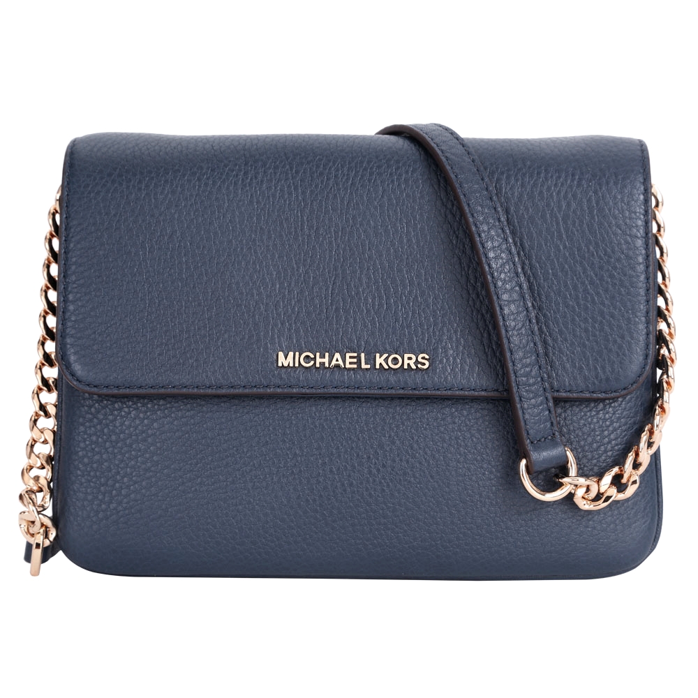 Michael Kors Bedford 金字荔紋皮革手拿/斜背包(深藍)