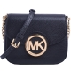 MICHAEL KORS 金LOGO荔枝紋皮革金鍊斜背小包-黑 product thumbnail 1