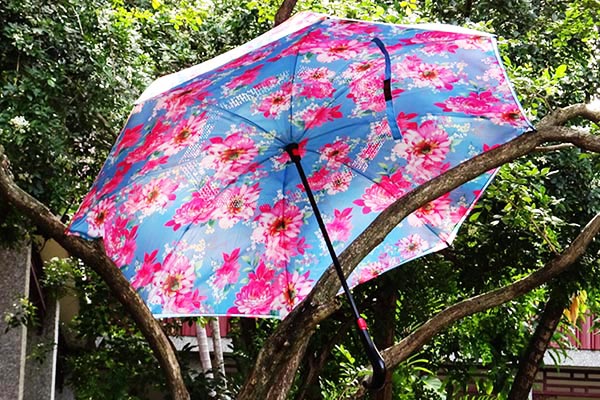 好雅也欣-雙層傘布散熱專利反向傘-浪漫台三線-山芙蓉系列（藍花）