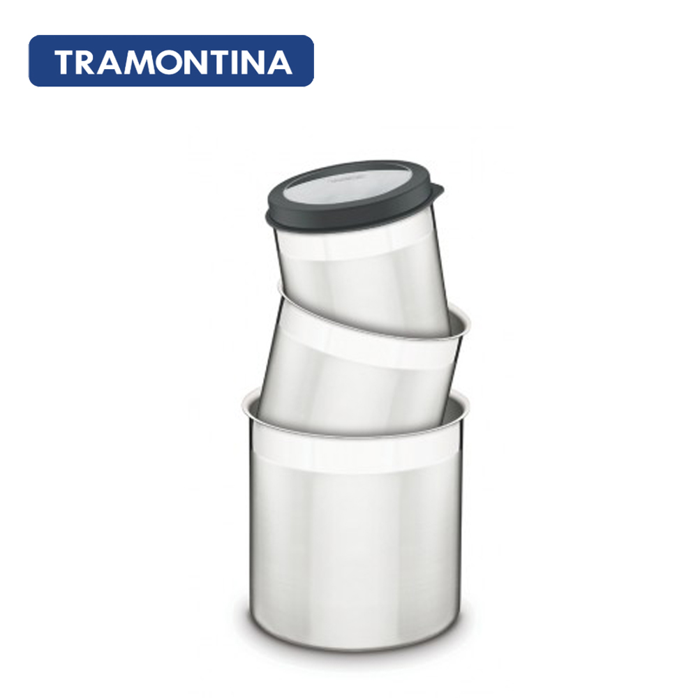 TRAMONTINA 不鏽鋼儲物密封罐3件組（黑色）
