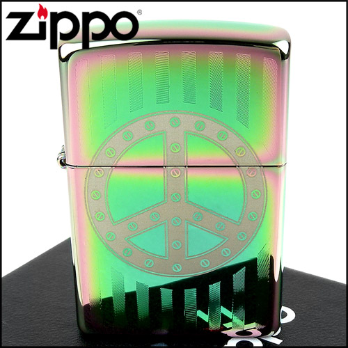 ZIPPO 美系~Rivet Peace Sign-鉚釘和平標誌圖案打火機