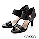 KOKKO-最夯話題簡約線條真皮高跟涼鞋-經典黑 product thumbnail 2