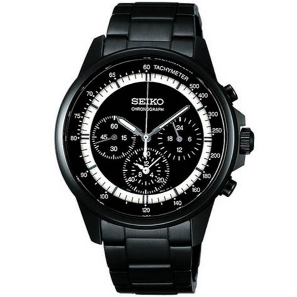 SEIKO 都會潮流計時腕錶(SBTQ079)-黑/40mm