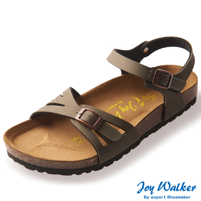 Joy Walker 繽紛色彩一片式平底涼鞋*卡其