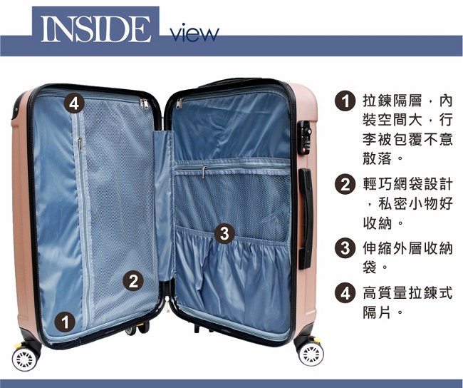 YC Eason 西雅圖20吋海關鎖款ABS行李箱 藍色