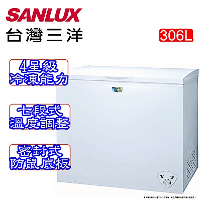 SANLUX台灣三洋 306L 上掀式冷凍櫃 SCF-306W