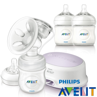 [53折]PHILIPS AVENT 輕乳感PP單邊電動吸乳器+親乳感PP奶瓶125ml雙入