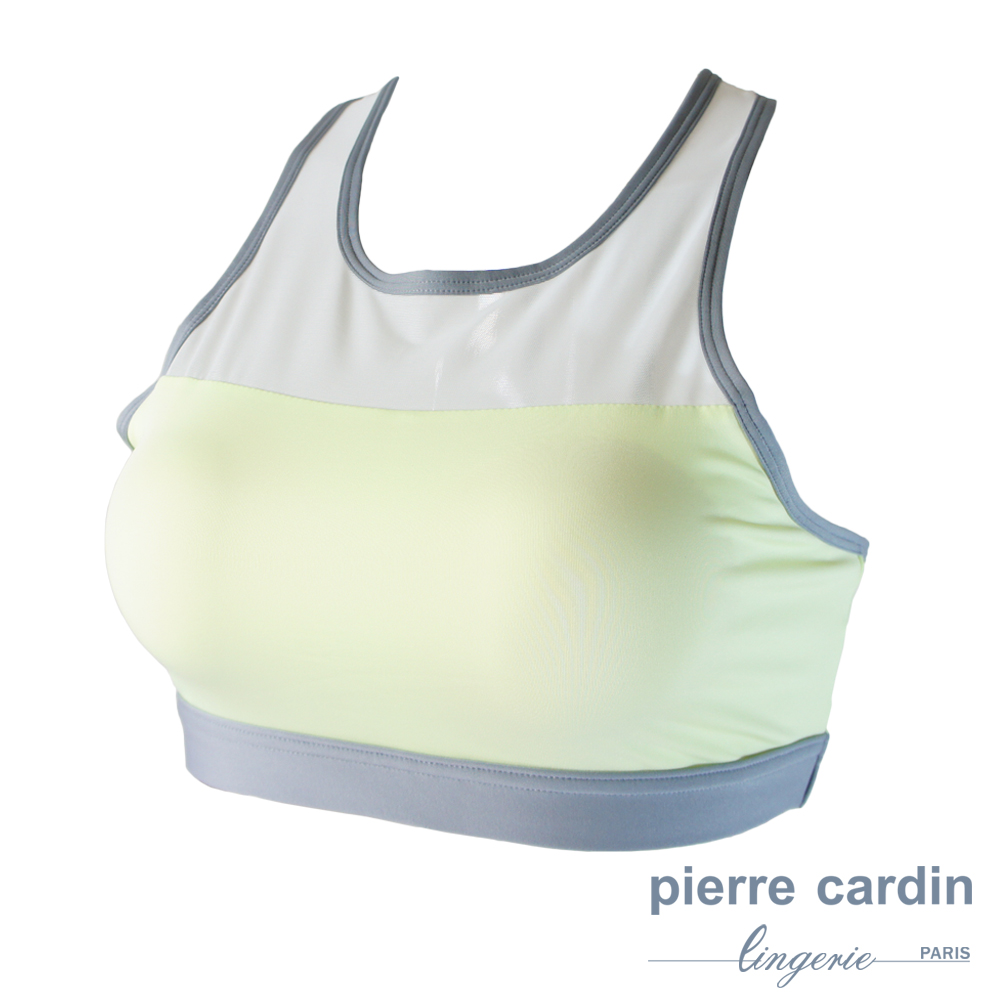 【pierre cardin 皮爾卡登女性內衣】無鋼圈撞色網拼透氣 運動內衣(黃色)