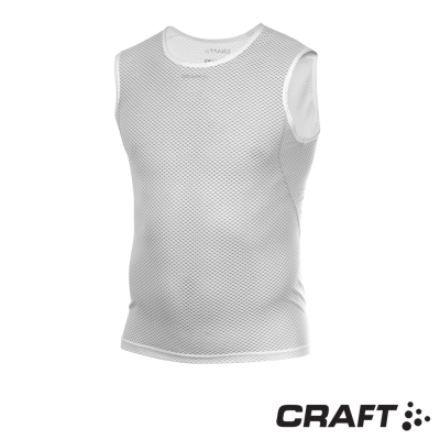 【瑞典 Craft】男款 COOL 輕量網布排汗背心.無袖T恤_白