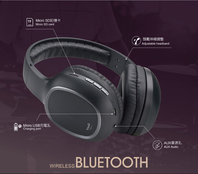 E-books S90 藍牙4.2無線重低音耳罩式耳機