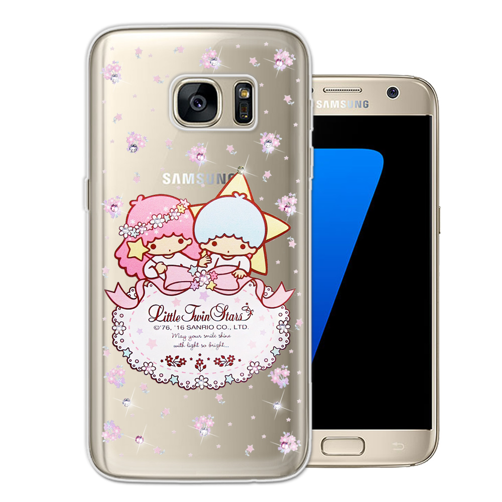 三麗鷗 雙子星仙子 Samsung Galaxy S7 水鑽系列軟式手機殼(花語蕾絲)