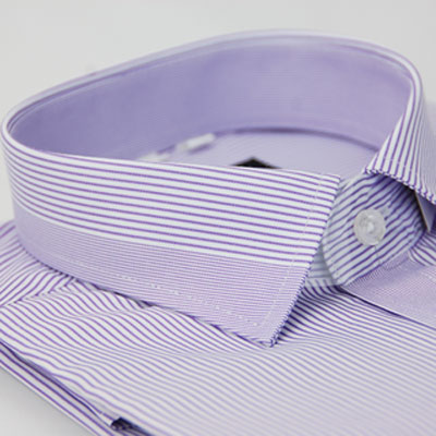 金‧安德森 紫色變化領條紋窄版長袖襯衫