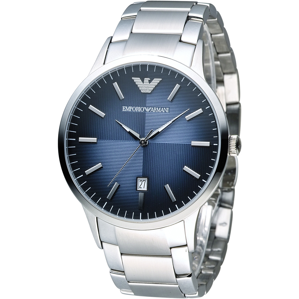EMPORIO ARMANI Classic 簡約內斂時尚腕錶-藍/43mm