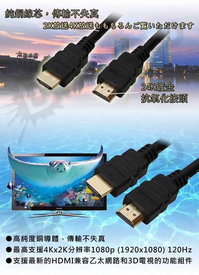 Bravo-u HDMI to HDMI 4K超高畫質影音傳輸線1.8M(2入)