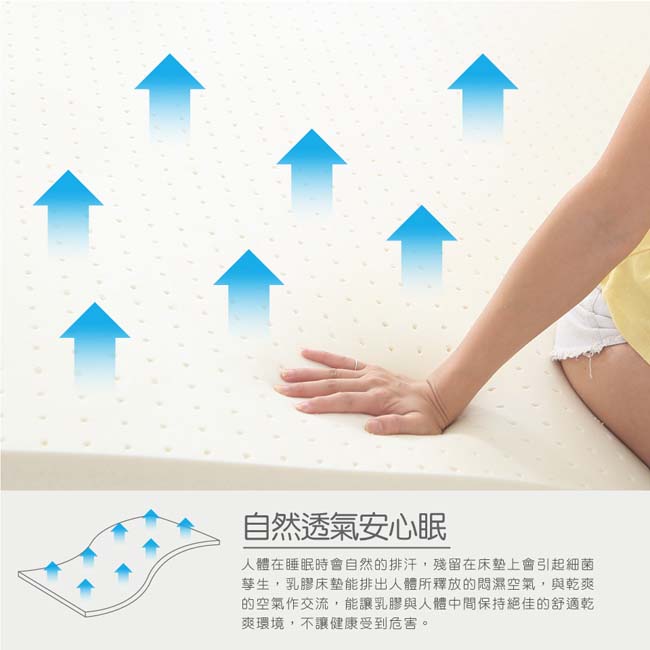 House Door 乳膠床墊 吸濕排濕表布 4公分厚Q彈乳膠床墊-單人3尺