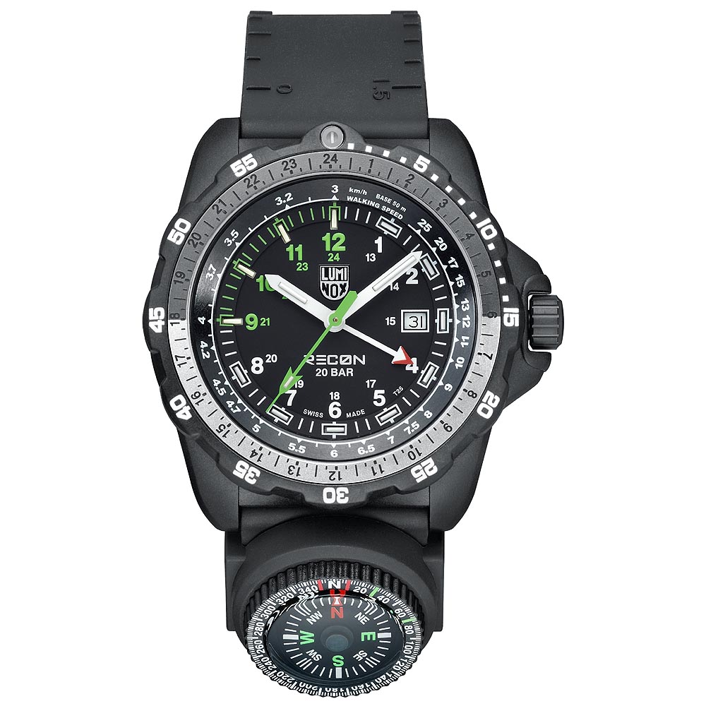 LUMINOX 特殊偵察RECON系列藍寶鏡面指南針腕錶--黑x白時標/46mm