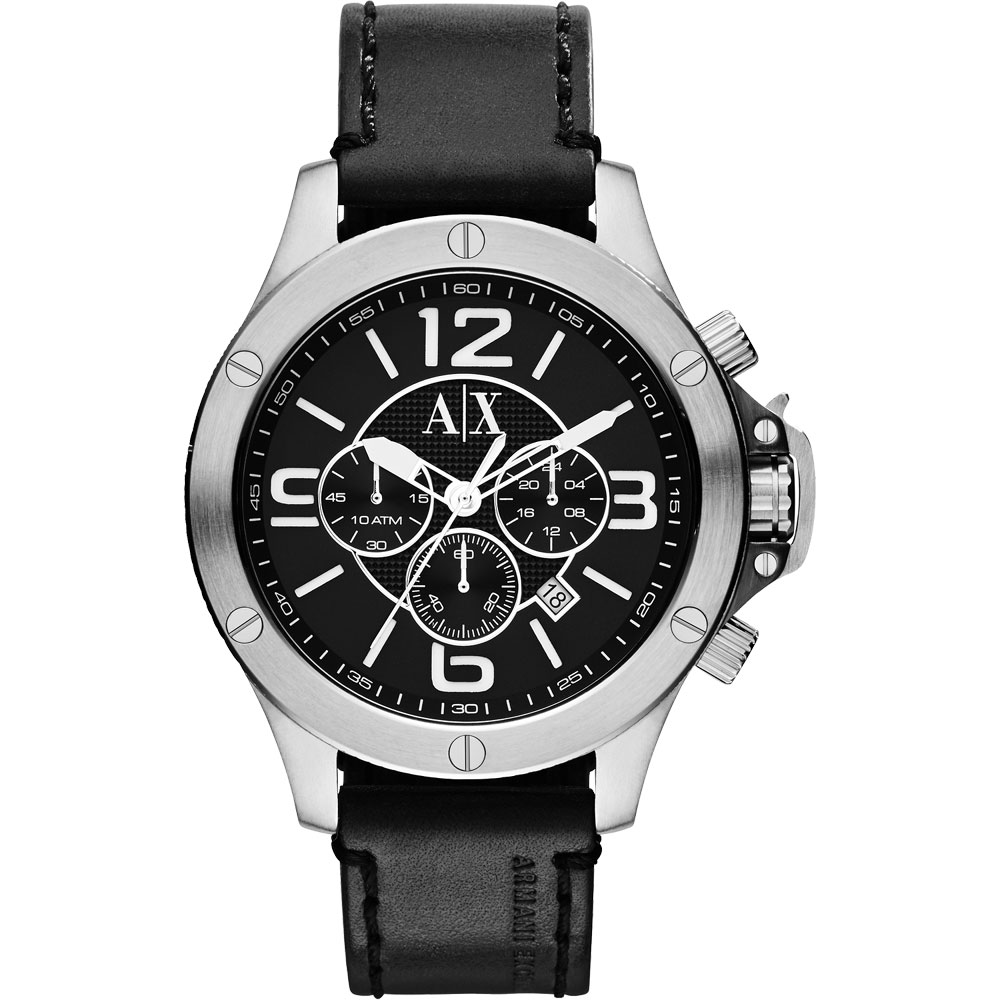 A│X Armani Exchange 重裝軍式風格計時腕錶-黑/48mm
