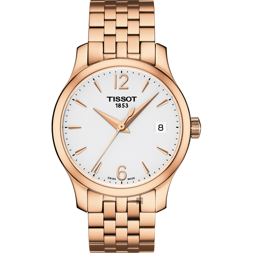 TISSOT 天梭 官方授權 Tradition 駿雅系列經典石英女錶-銀x玫瑰金/33mm