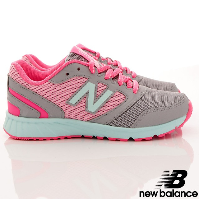 NewBalance 綁帶慢跑款 455GPY 灰粉 (中大童段)T1