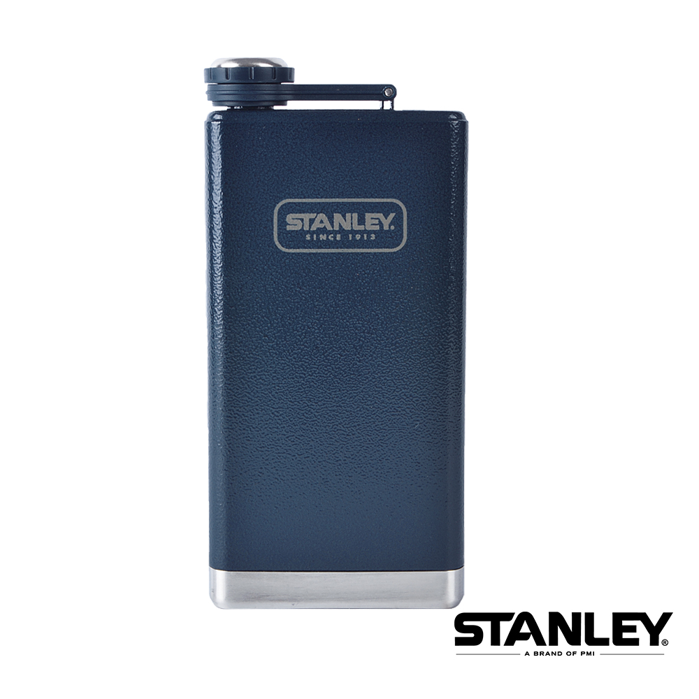 美國Stanley 不鏽鋼保溫瓶 SS Flask經典酒壺 0.35L 錘紋藍