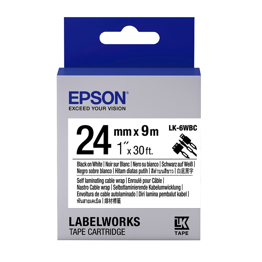 EPSON C53S656901 LK-6WBC線材標籤系列白底黑字標籤帶(寬度24mm)