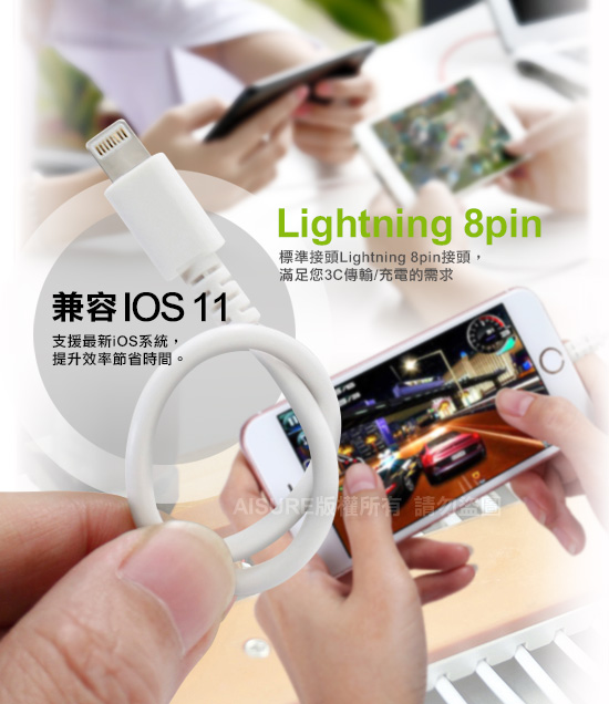 FOR Apple 適用Lightning 8pin 傳輸充電線