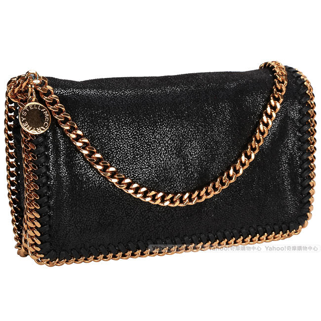 Stella McCartney Falabella 鏈帶斜背包(黑/金)
