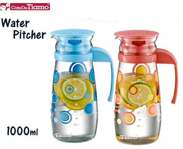 Tiamo 玻璃水壺把手款1000ml-普普風