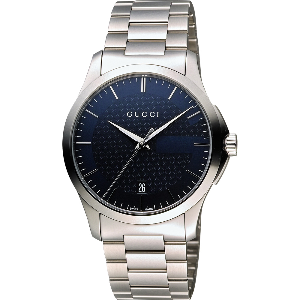 GUCCI G-Timeless 古馳菱格紋時尚腕錶-藍/38mm