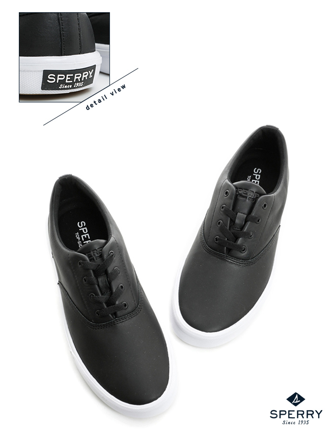 SPERRYStriper全新進化吸震減壓皮革休閒鞋(男)-黑