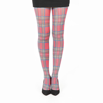 【摩達客】英國進口義大利製【Pamela Mann】紅綠方格紋印花彈性褲襪