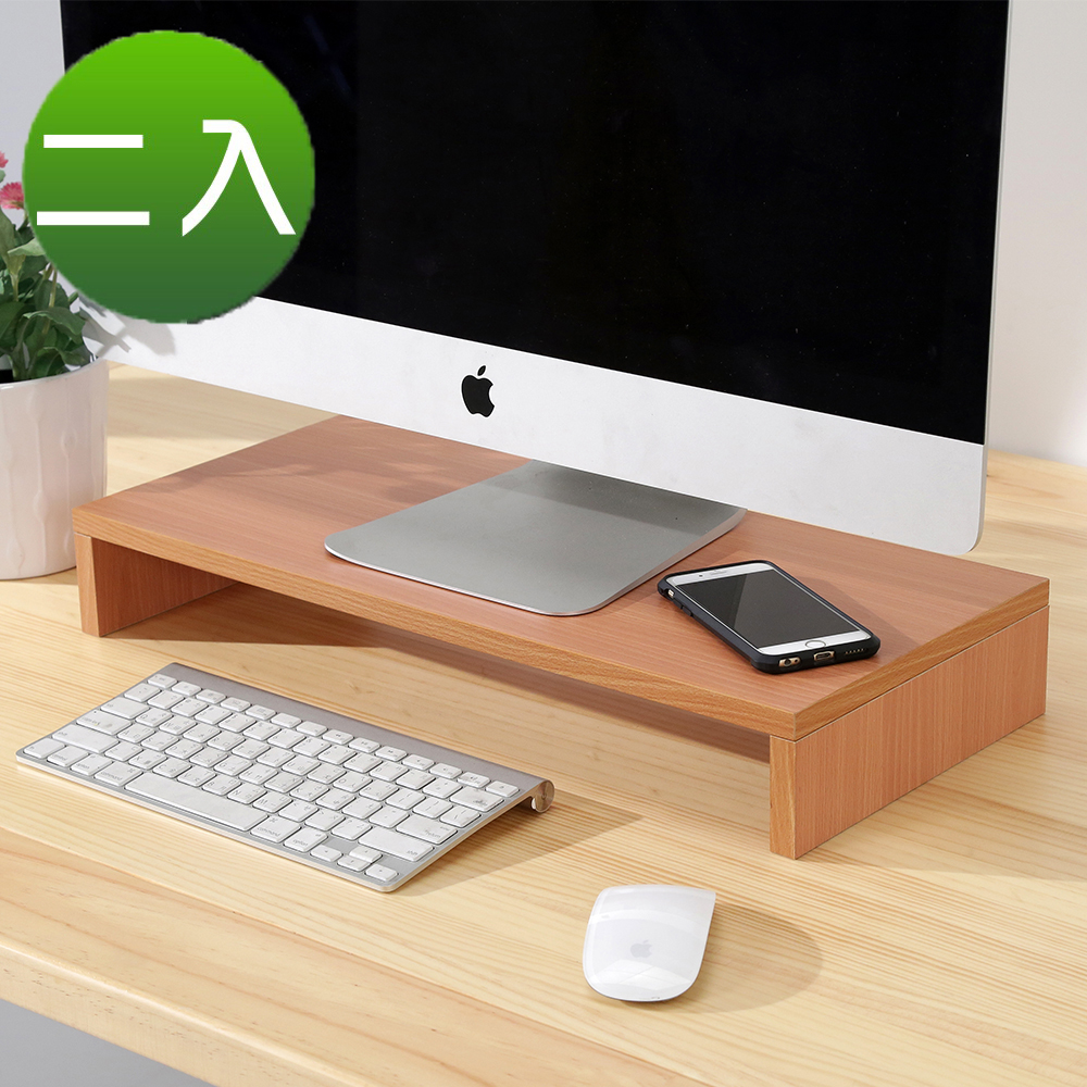 BuyJM櫸木色低甲醛防潑水桌上置物架/螢幕架2入組-DIY