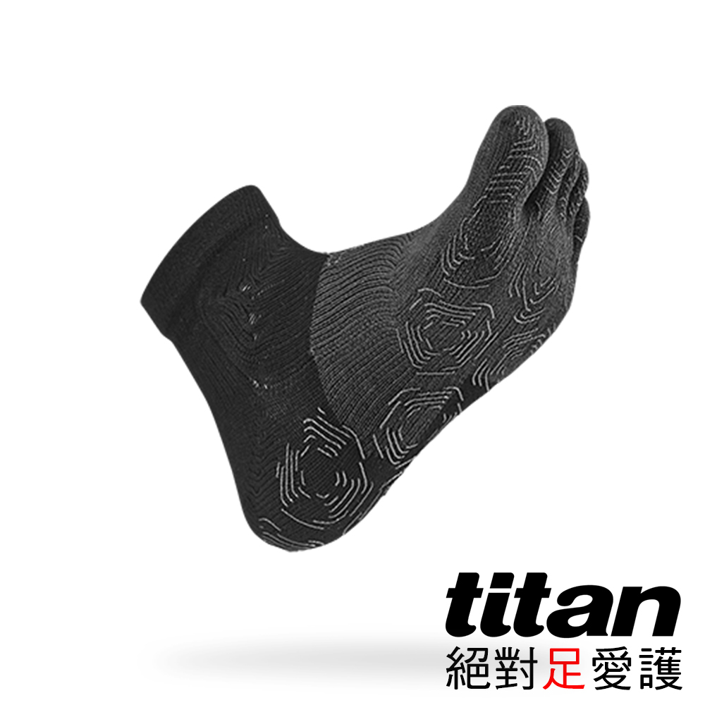 【Titan】全新科技機能運動襪．五趾功能慢跑襪．黑/灰(2雙入)