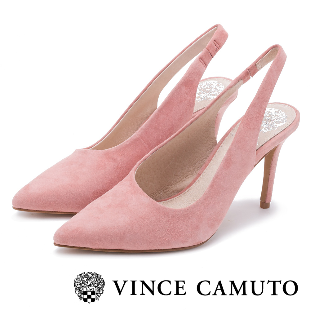 Vince Camuto 素面麂皮繞後跟尖頭高跟鞋-絨粉