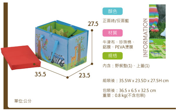 IKLOO宜酷屋_樂活可提式收納野餐墊/玩具墊