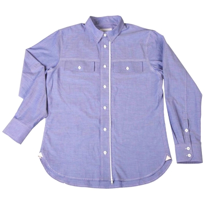 摩達客 美國LA設計品牌Suvnir-藍色長袖襯衫