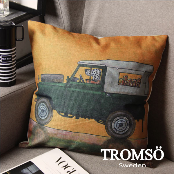 TROMSO-品味英倫棉麻抱枕/叢林吉普車