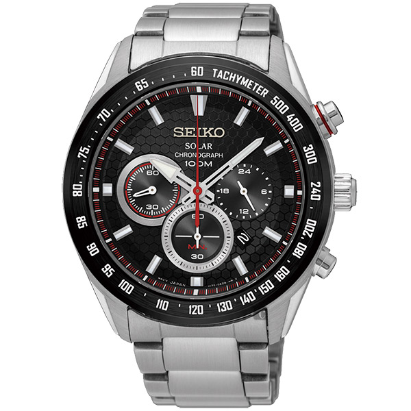 SEIKO精工 Criteria 太陽能計時手錶(SSC579P1)-黑/43mm