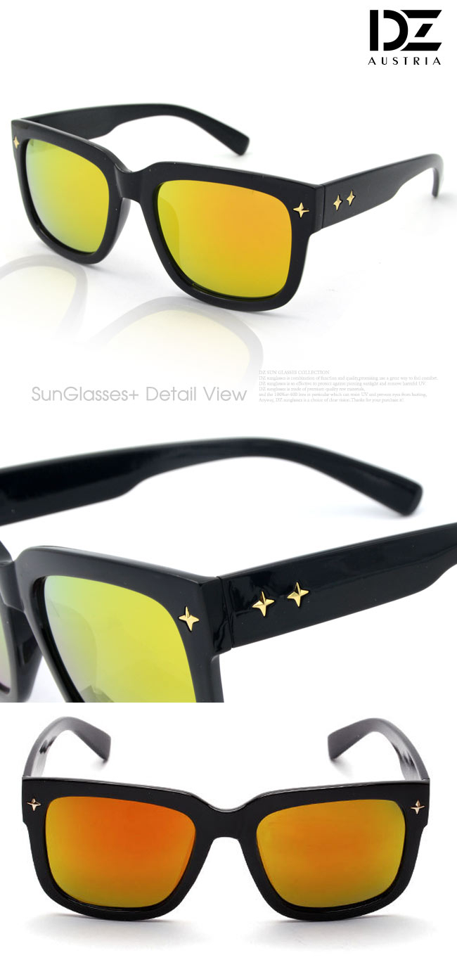 DZ 十字閃光釘 抗UV太陽眼鏡造型墨鏡(綠彩虹膜)
