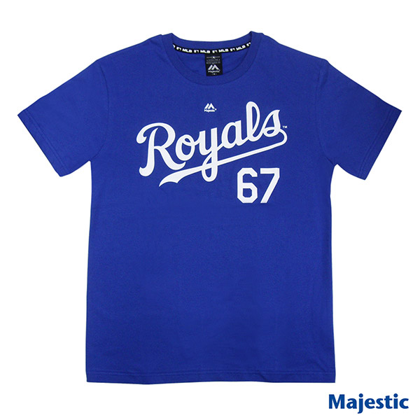 Majestic-堪薩斯皇家隊王建民背號67號T恤-藍