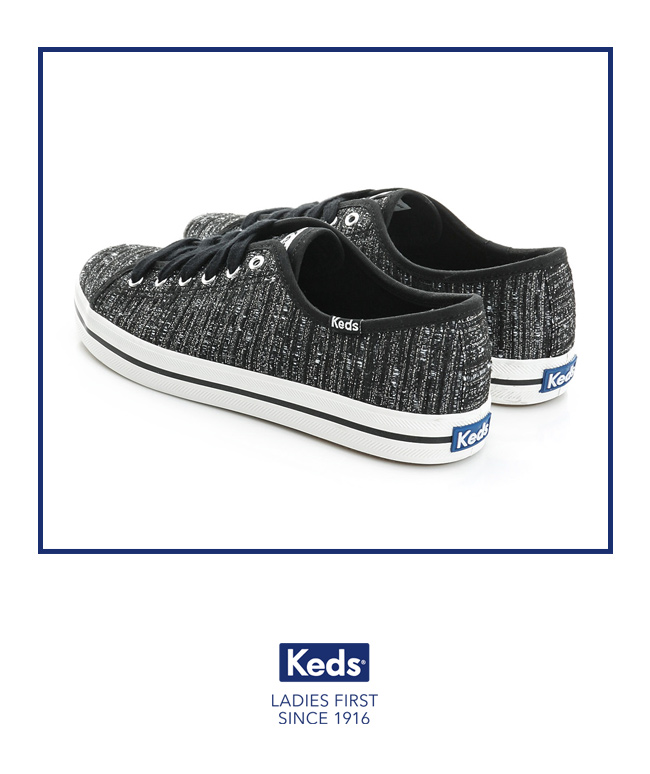 Keds KICKSTART金屬紗線綁帶休閒鞋-黑