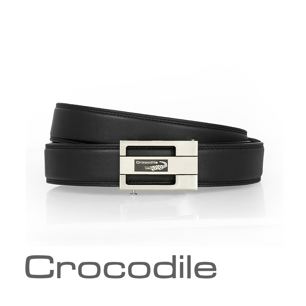 Crocodile 寬版紳士自動穿扣皮帶 0101-25003-01